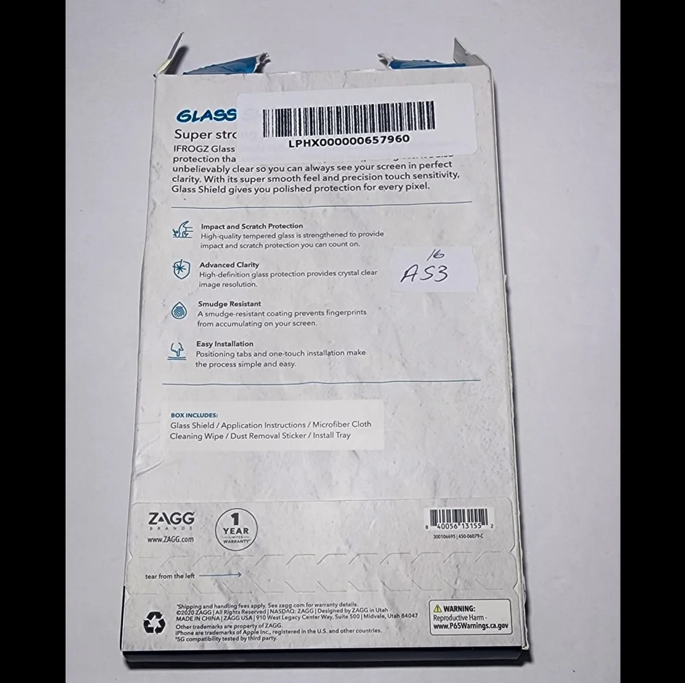 Iphone 12/12 pro Glass shield tempered glass by Zagg